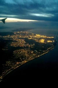 Barcelone vue du ciel depuis l'avion.