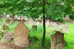 Pierres tombales vieux cimetière juif Prague.
