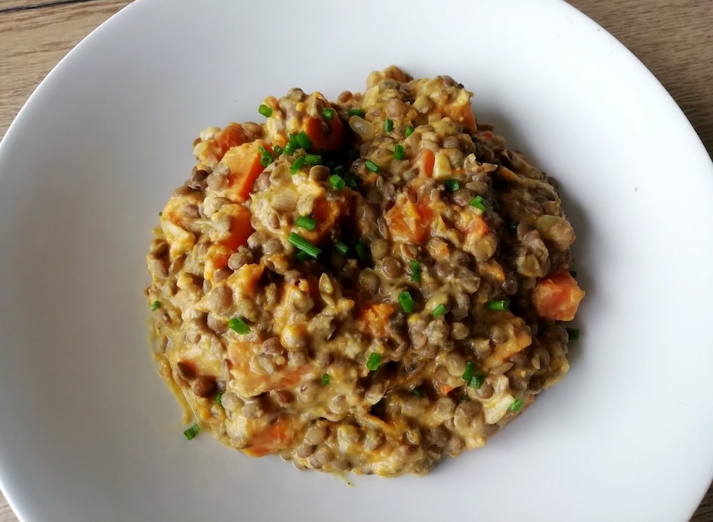 Assiette du curry potimarron lentilles coco