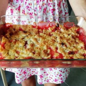 Crumble fraises et rhubarbe