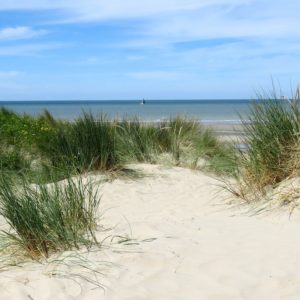 Vue sur la mer depuis le circuit de la dune Marchand à Zuydcoote