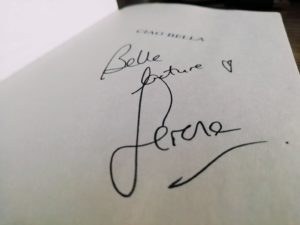 Dédicace de Serena Giuliano sur son livre Ciao Bella