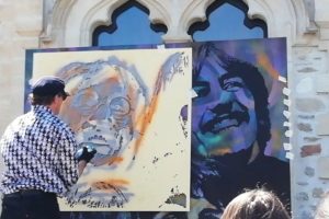 Performance live de Jef Aérosol au château d'Hardelot