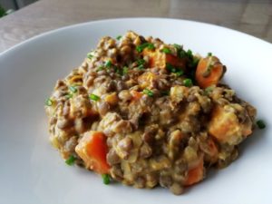 Assiette du curry potimarron lentilles coco