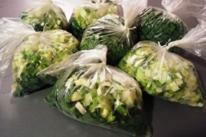 Sachets de légumes avant congélation
