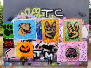 Bloc de béton personnalisable dans le parc Richelieu