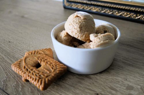 Glace au spéculoos dans sa coupelle avant dégustation