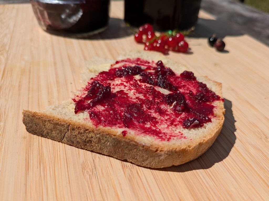 Tartine de gelée de groseilles et de cassis